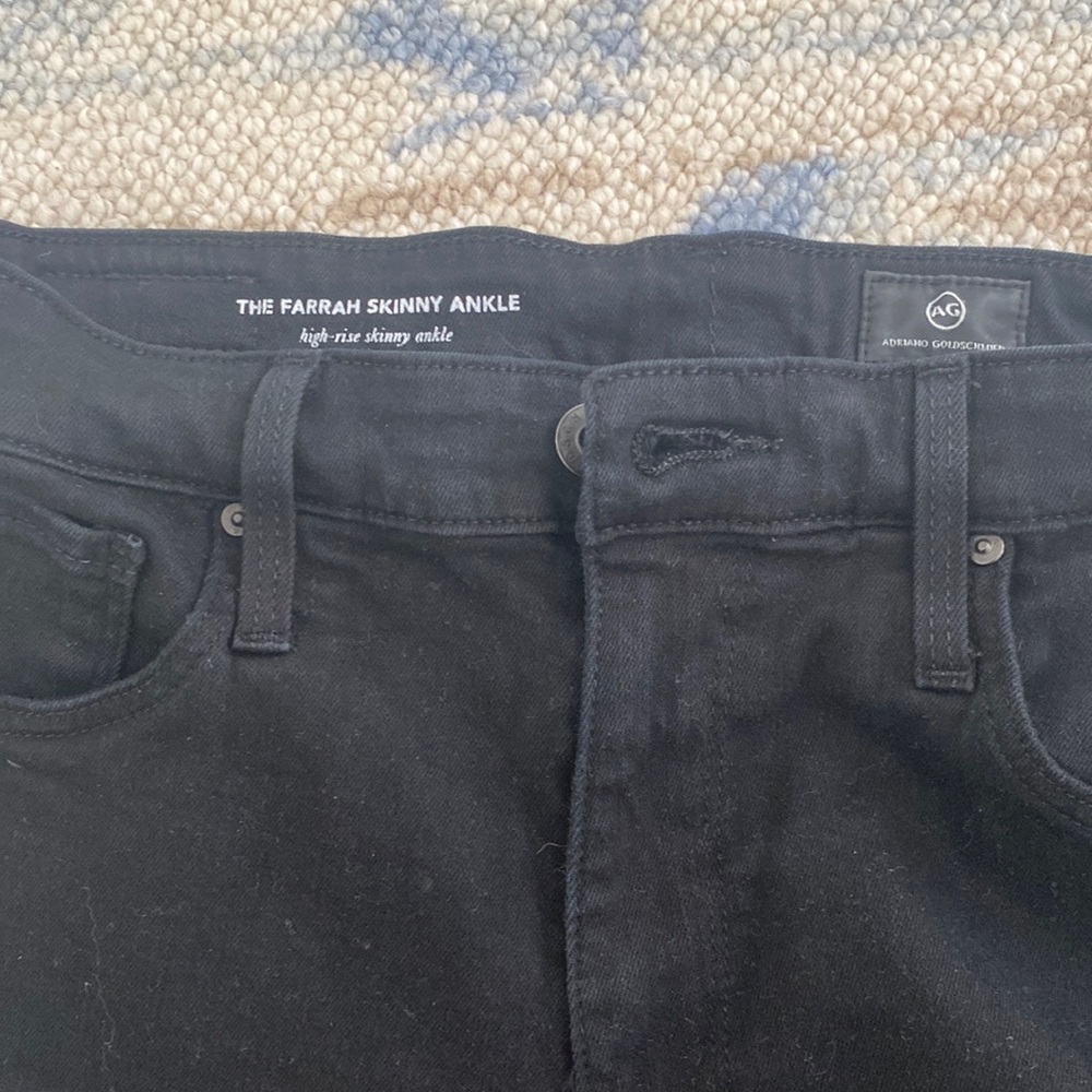 AG Farrah skinny ankle black jeans with frayed end
